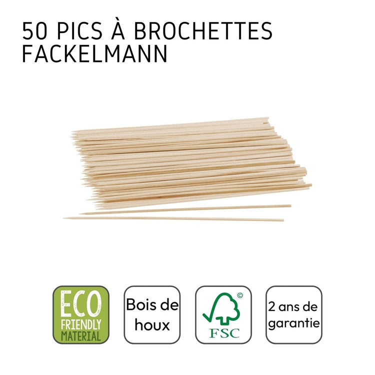 Lot de 50 piques en bois pour brochettes de 25 cm Fackelmann Eco Friendly