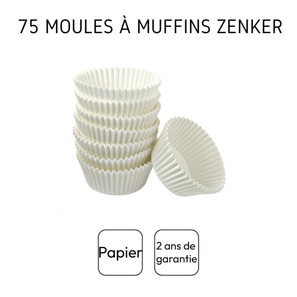 Lot de 75 moules à muffins en papier blanc de 5 cm de diamètre Zenker Smart Pastry