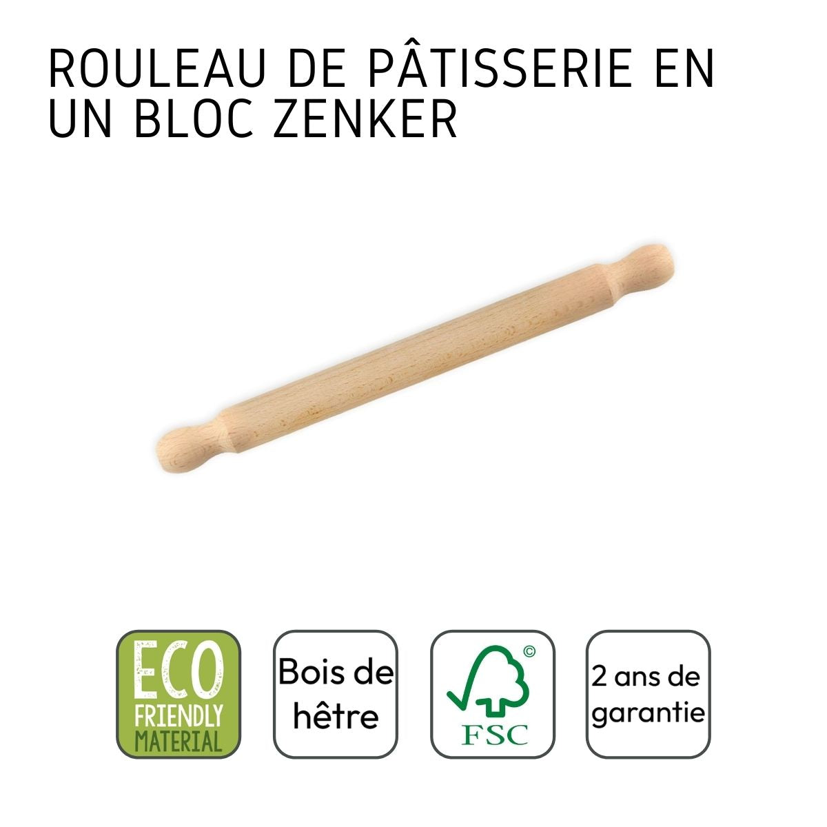 Rouleau à pâtisserie en bois certifié FSC 35 cm Zenker Smart Pastry