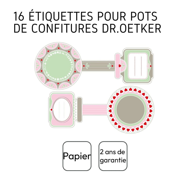 Lot de 16 étiquettes pot de confiture Dr Oetker Confiture