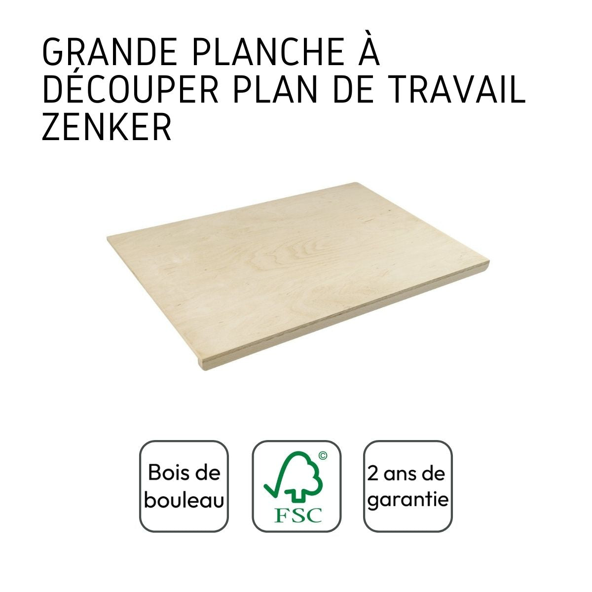 Planche à découper en bois avec rebord rectangulaire 60 x 40 cm Zenker Smart Pastry