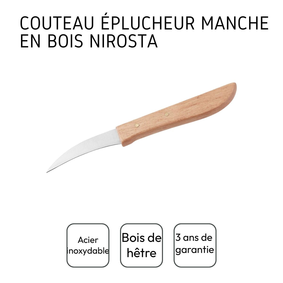 Couteau de cuisine éplucheur manche en bois Nirosta