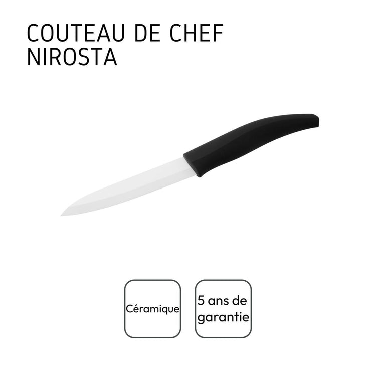 Couteau de chef avec lame en céramique de 12,5 cm de long Nirosta Céramique