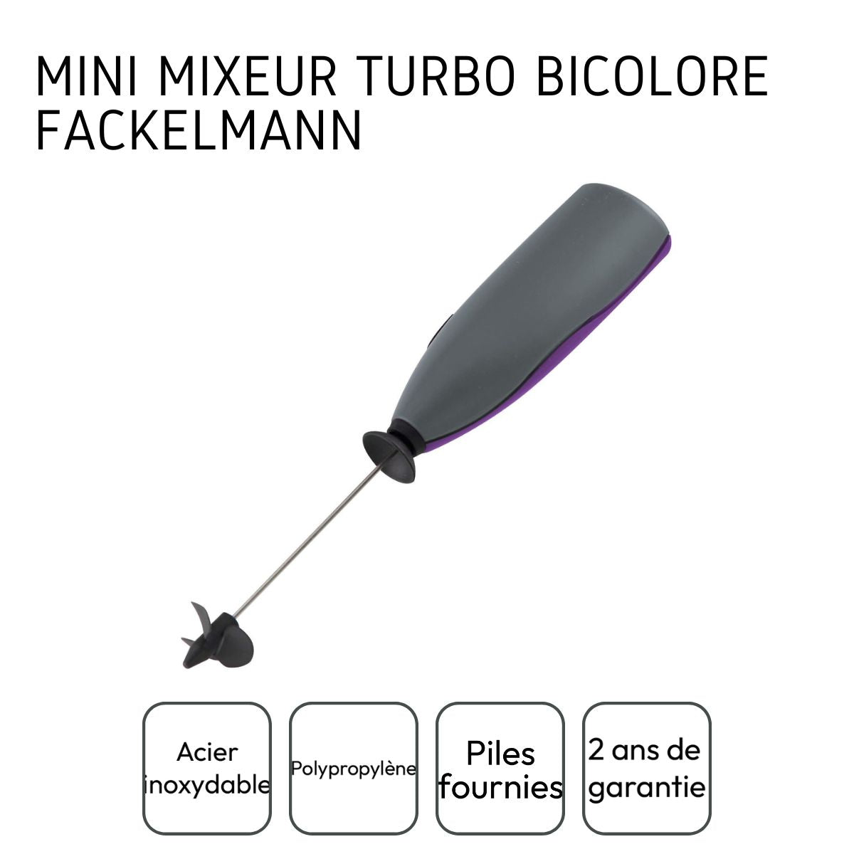 Mini mixeur Turbo bicolore avec piles Fackelmann