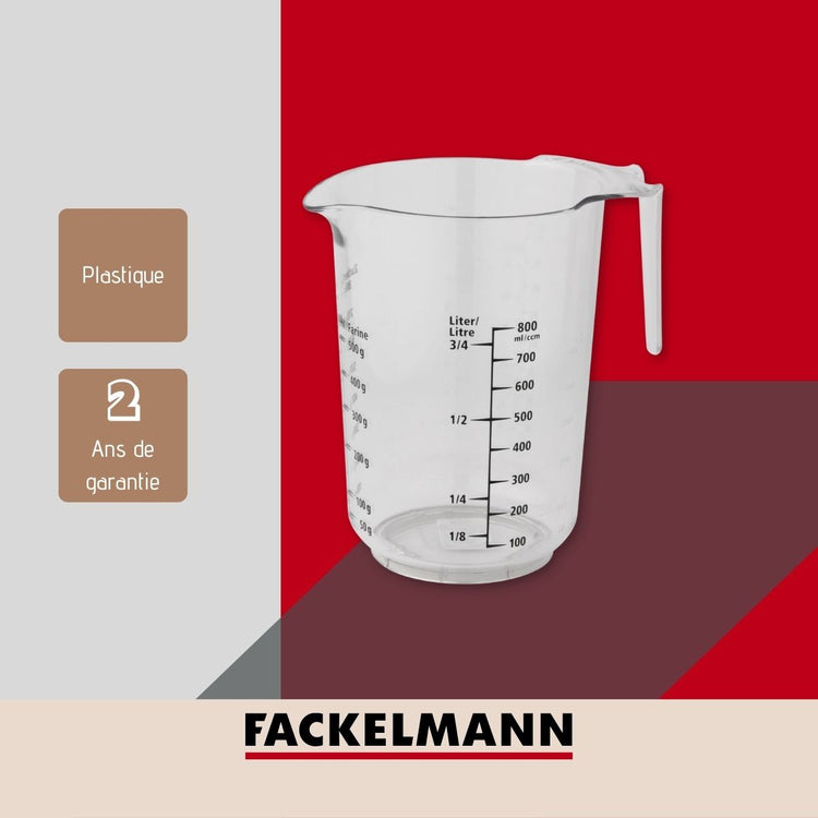 Verre doseur 1 litre en plastique Fackelmann