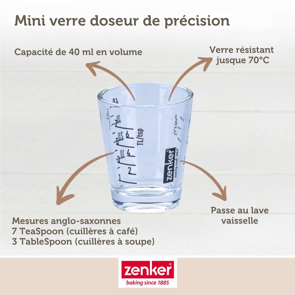 Mini verre mesureur en verre 40 ml Zenker