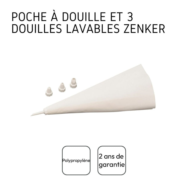 Poche à douille réutilisable et 3 embouts plastique Zenker