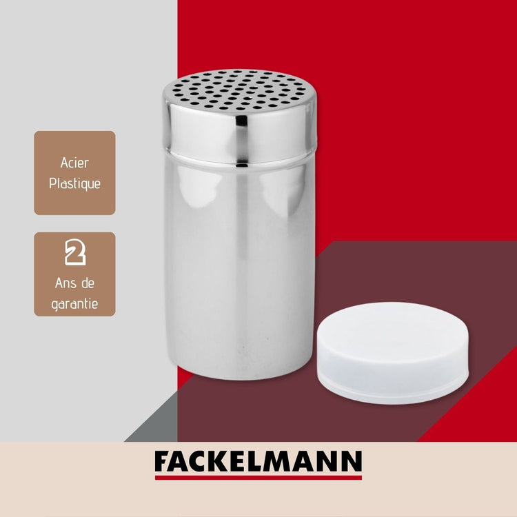 Saupoudreuse à sucre glace et cacao en acier inoxydable avec couvercle Fackelmann Basic