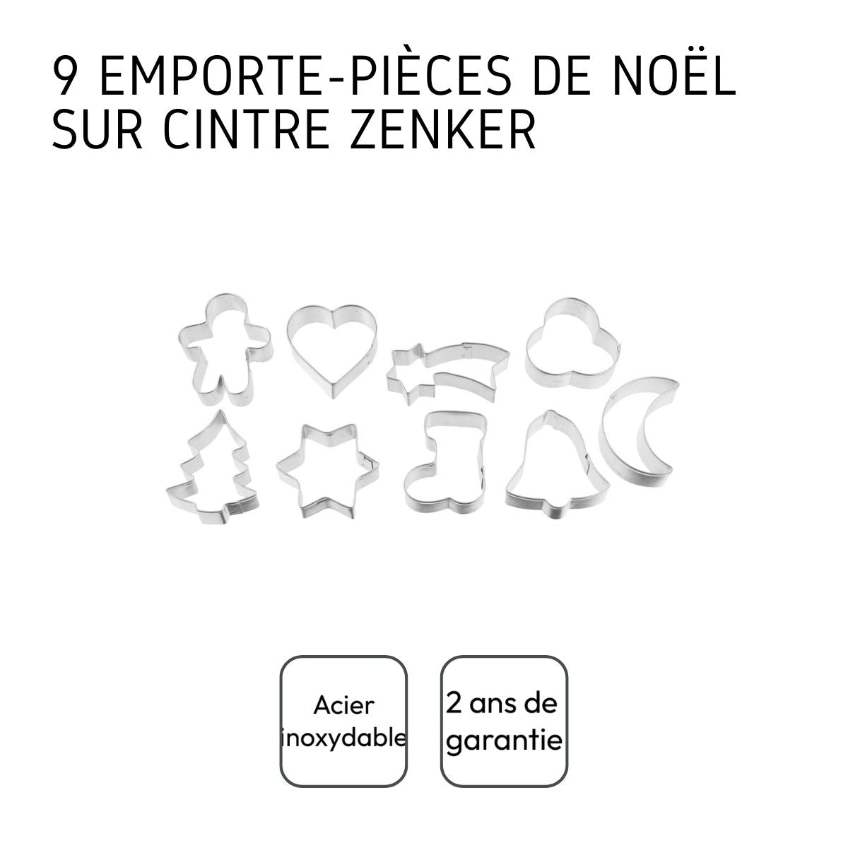 Lot de 9 emporte-pièces de Noël sur cintre de rangement Zenker Emporte-pièces