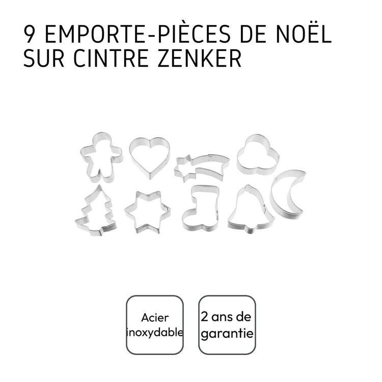 Lot de 9 emporte-pièces de Noël sur cintre de rangement Zenker Emporte-pièces