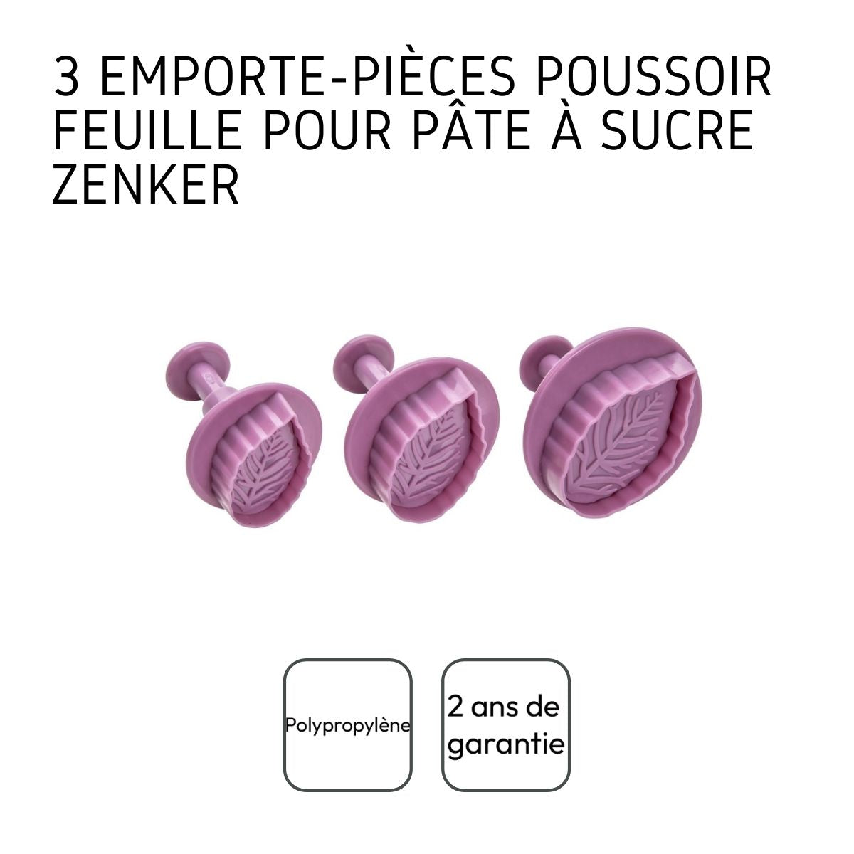 Lot de 3 emporte-pièces poussoir motif feuille Zenker Sweet Sensation