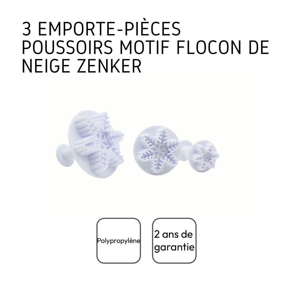 Lot de 3 emporte-pièces de Noël pour pâte à sucre motif flocon de neige Zenker