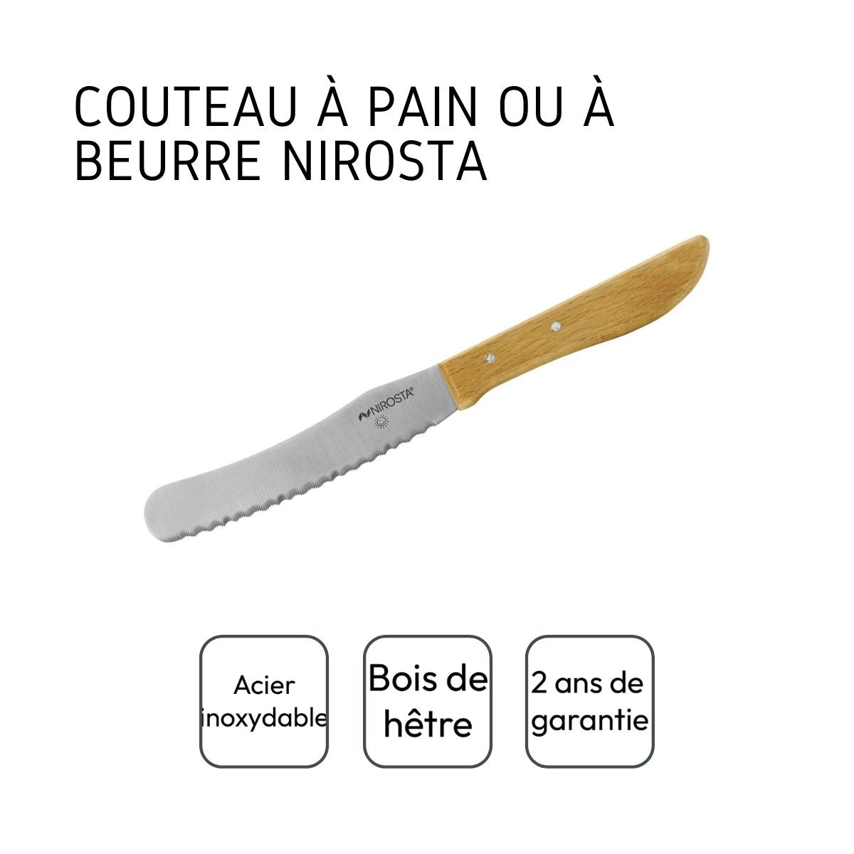 Couteau à pain et à beurre 21 cm Nirosta
