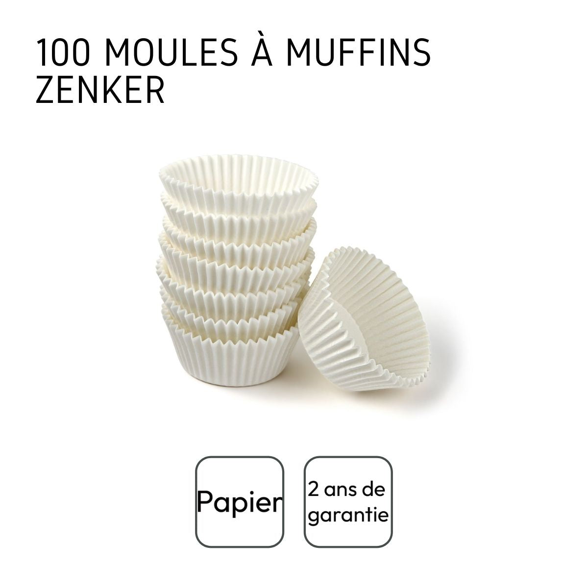Pack de 100 moules à muffin en papier blanc Zenker