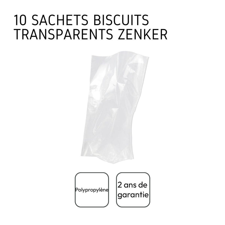 Lot de 10 sachets biscuits transparents Zenker