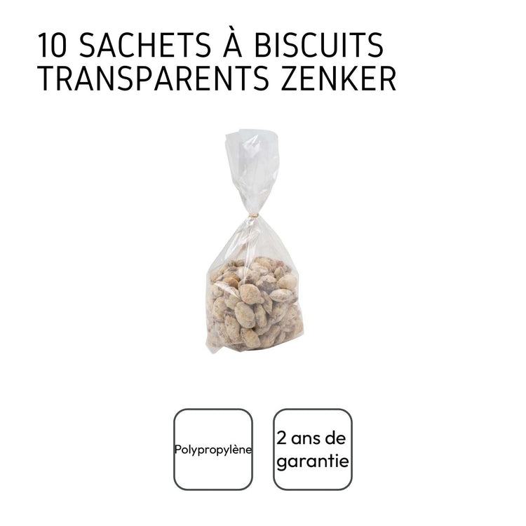 Lot de 10 grands sachets biscuits transparents Zenker
