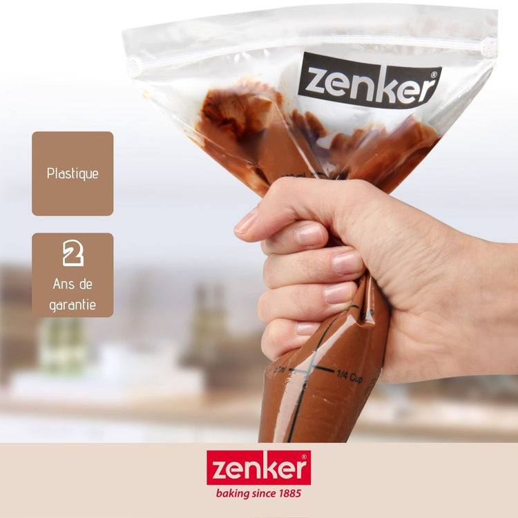 Lot de 10 poches à douille graduées avec zip Zenker Smart Pastry