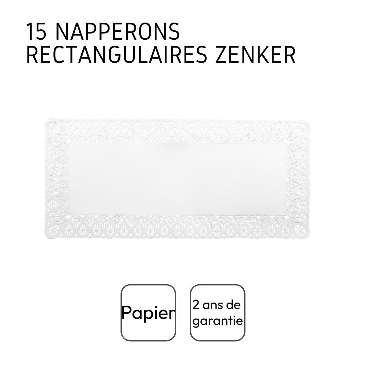 Lot de 15 napperons papier rectangulaires pour cakes Zenker