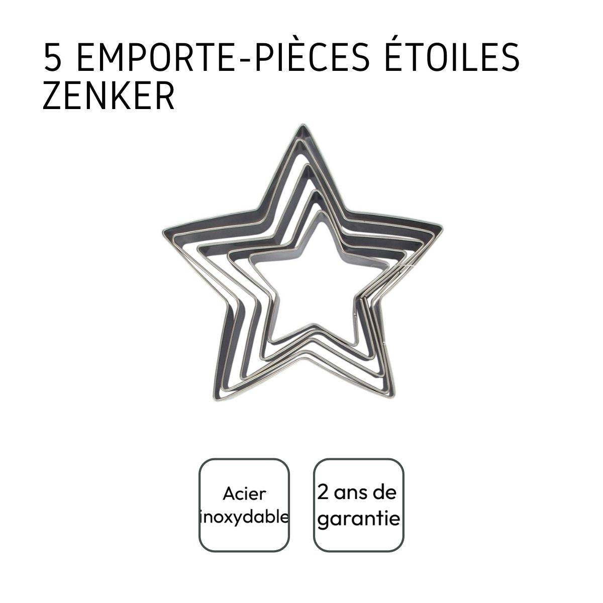 Lot de 5 emporte-pièces de Noël en forme d'étoile Zenker