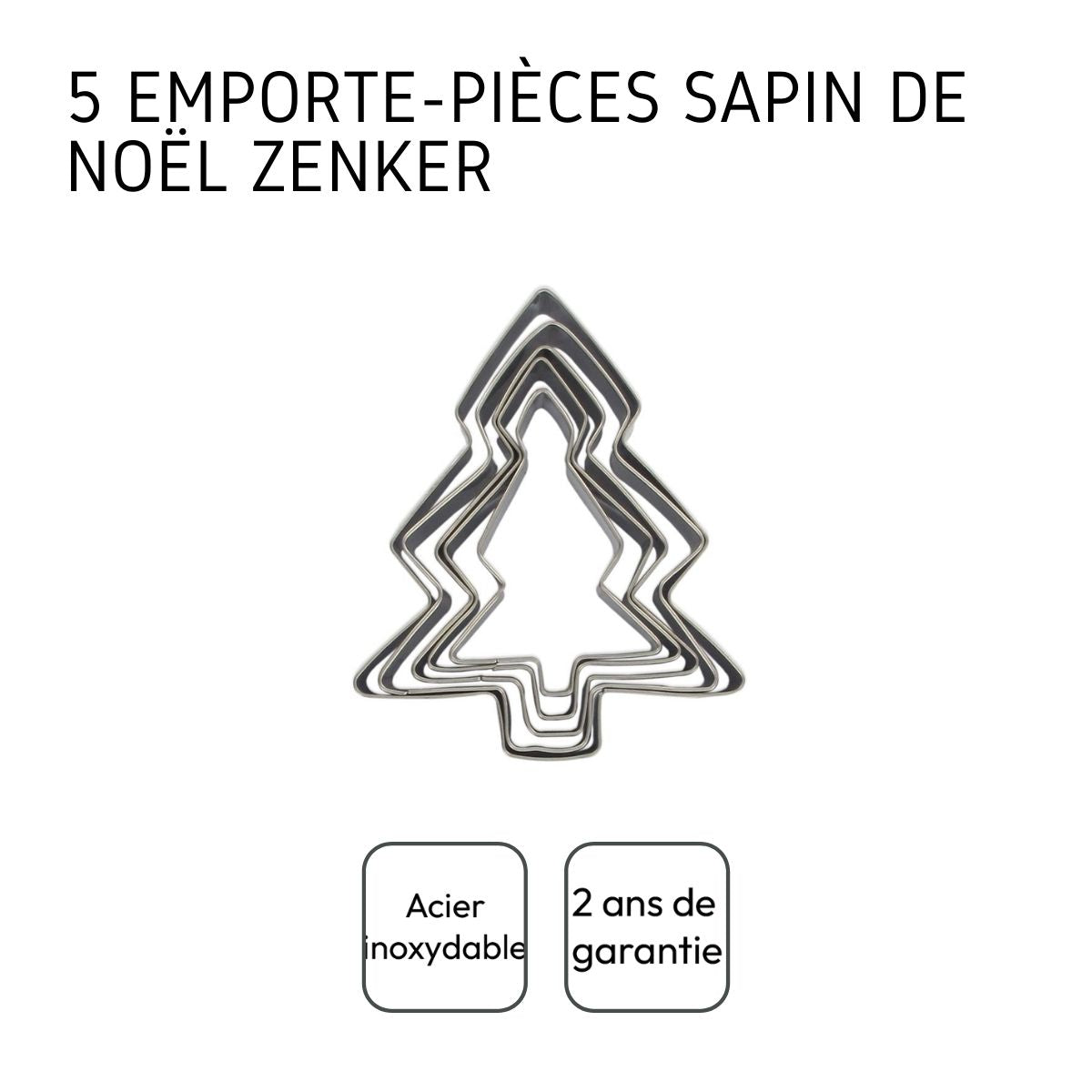 Lot de 5 emporte-pièces de Noël en forme de sapin Zenker