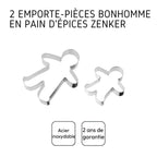 Lot de 2 emporte-pièces en forme de bonhomme en pain d'épices Zenker Emporte-pièces