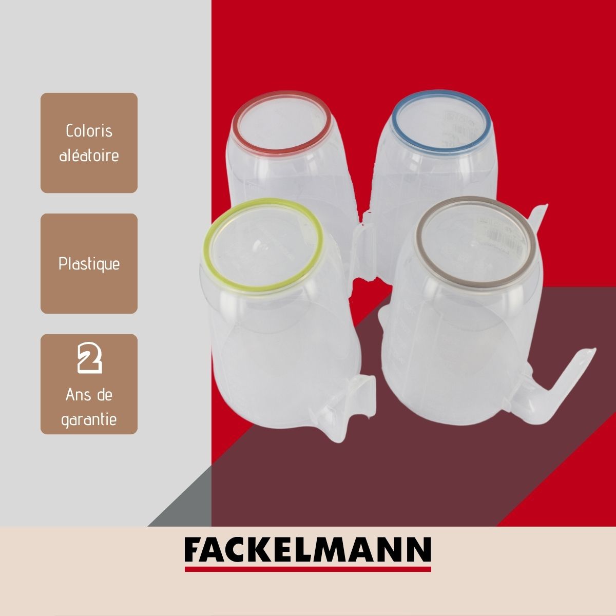 Verre doseur transparent en plastique 1 litre Fackelmann Basic