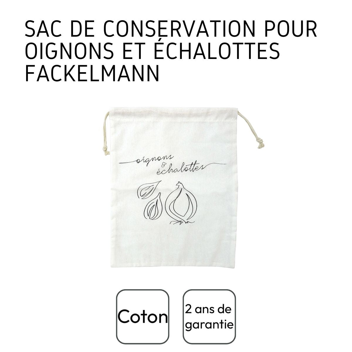 Sac de conservation pour oignons et échalottes en coton Fackelmann Eco Friendly