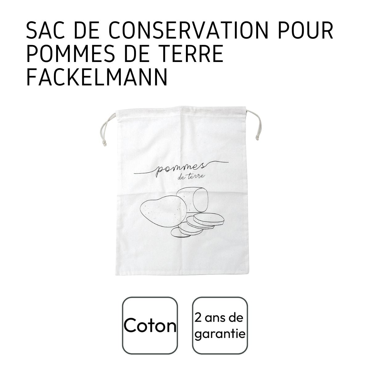 Sac de conservation pour pommes de terre en coton Fackelmann Eco Friendly