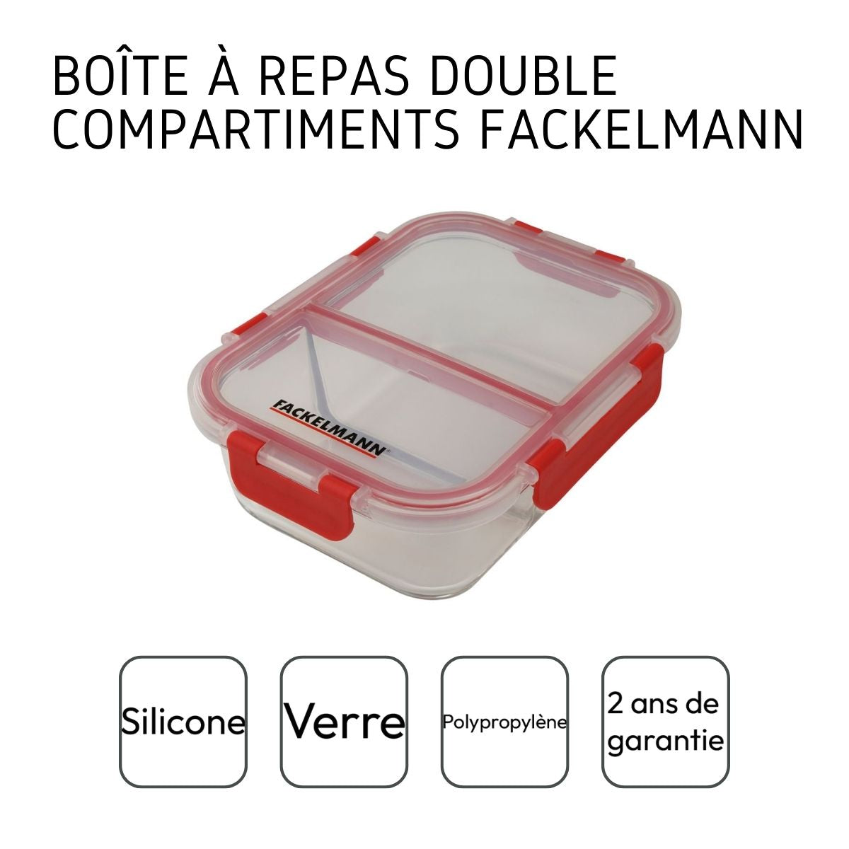 Boîte à repas en verre avec deux compartiments 1000 ml Fackelmann Move