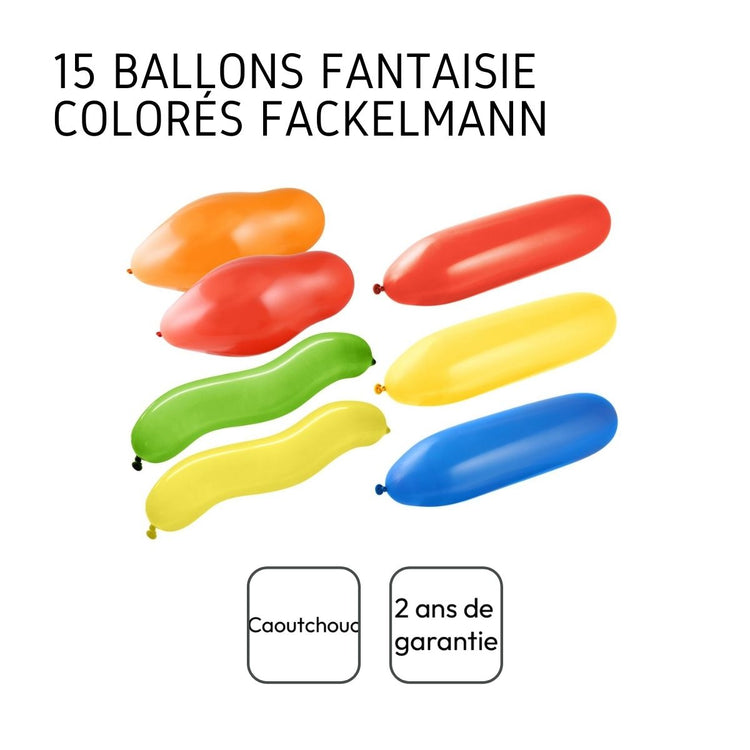 Lot de 15 ballons de baudruche colorés de formes aléatoires Fackelmann Eco Friendly