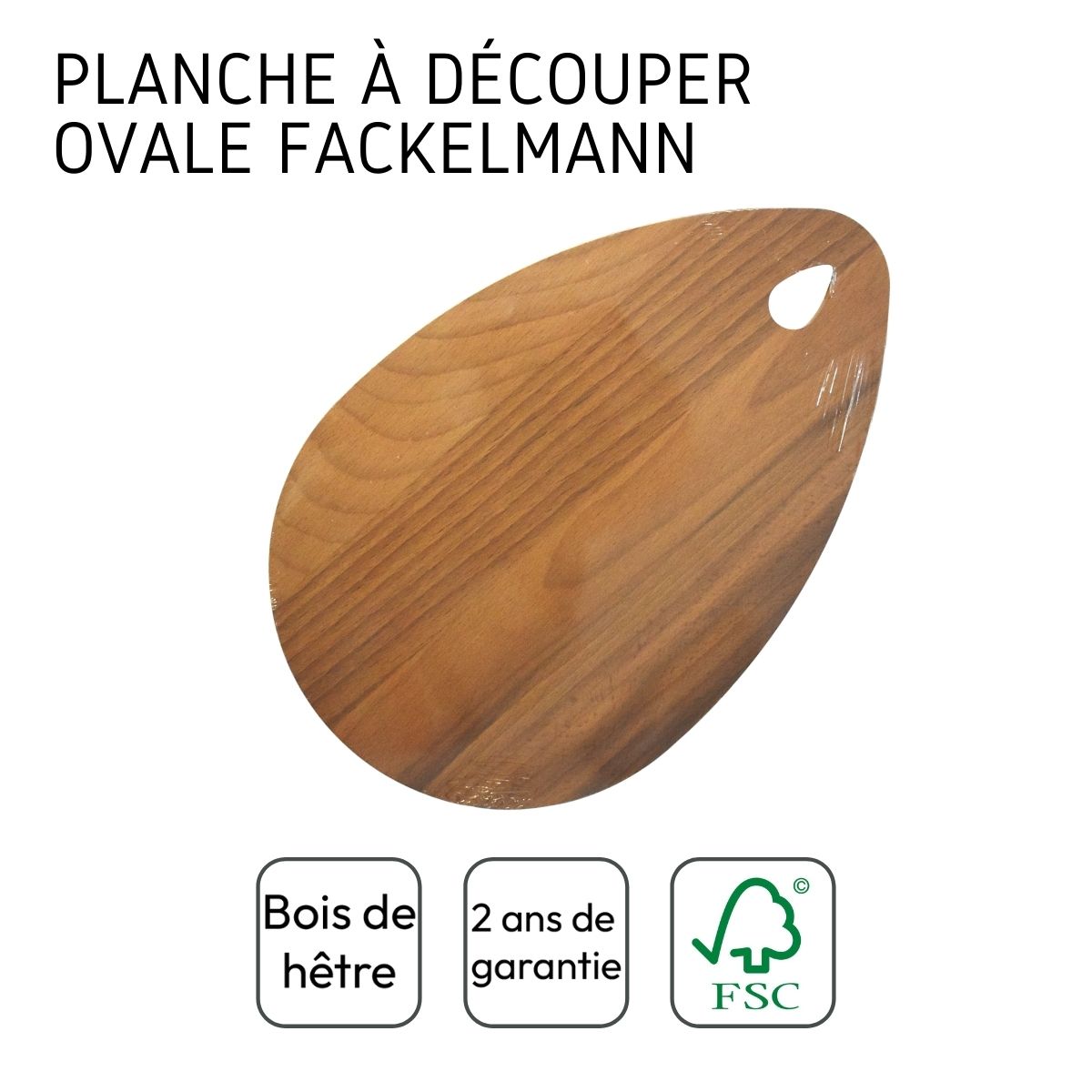 Planche à découper ovale, hêtre foncé 21 x 12 cm Fackelmann Wood Edition