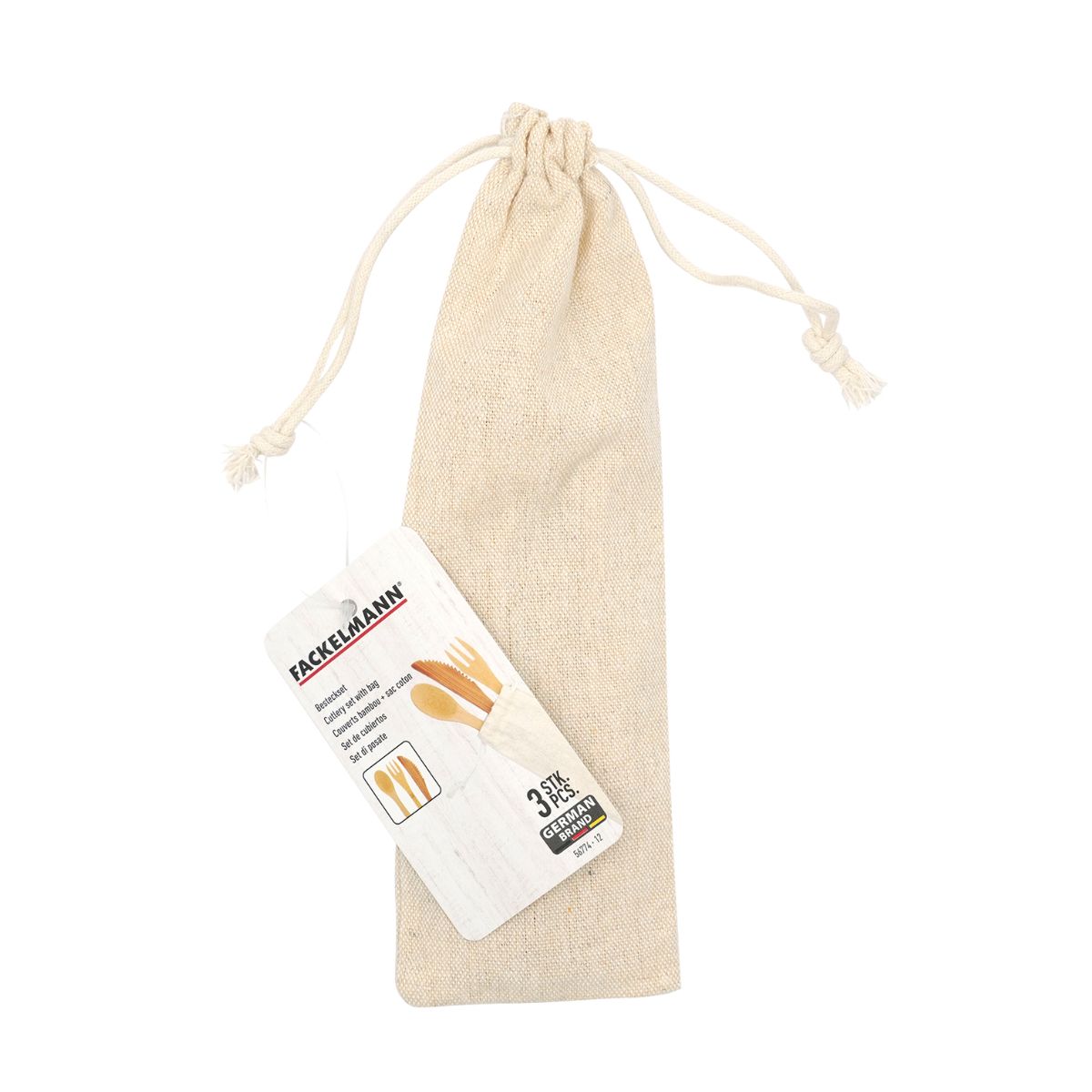 Set de couverts en bambou réutilisables + sac coton Fackelmann Move