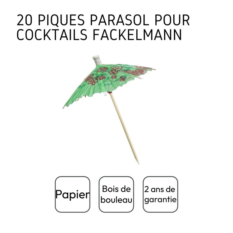 Lot de 20 mini parasols pour cocktail Fackelmann
