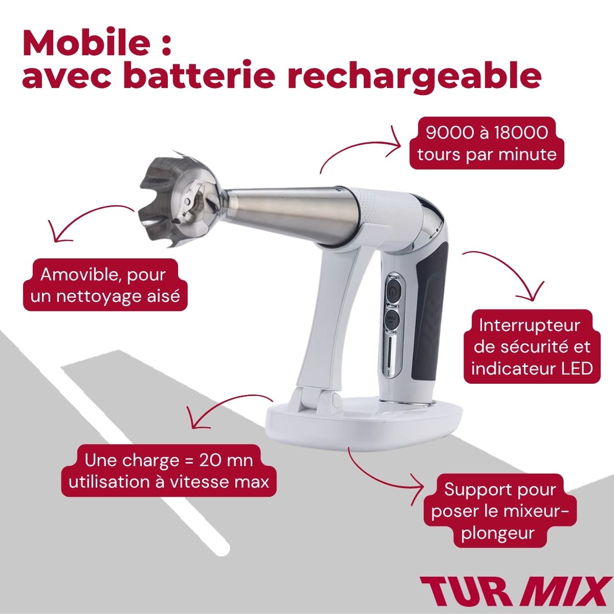 Ensemble mixeur plongeant sans fil Turmix