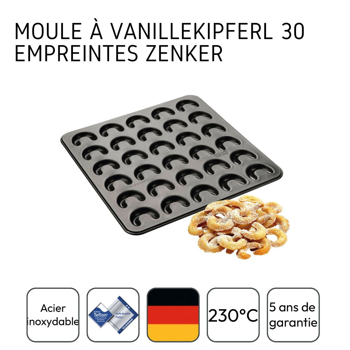 Plaque pour 30 croissants à la vanille Zenker Noël