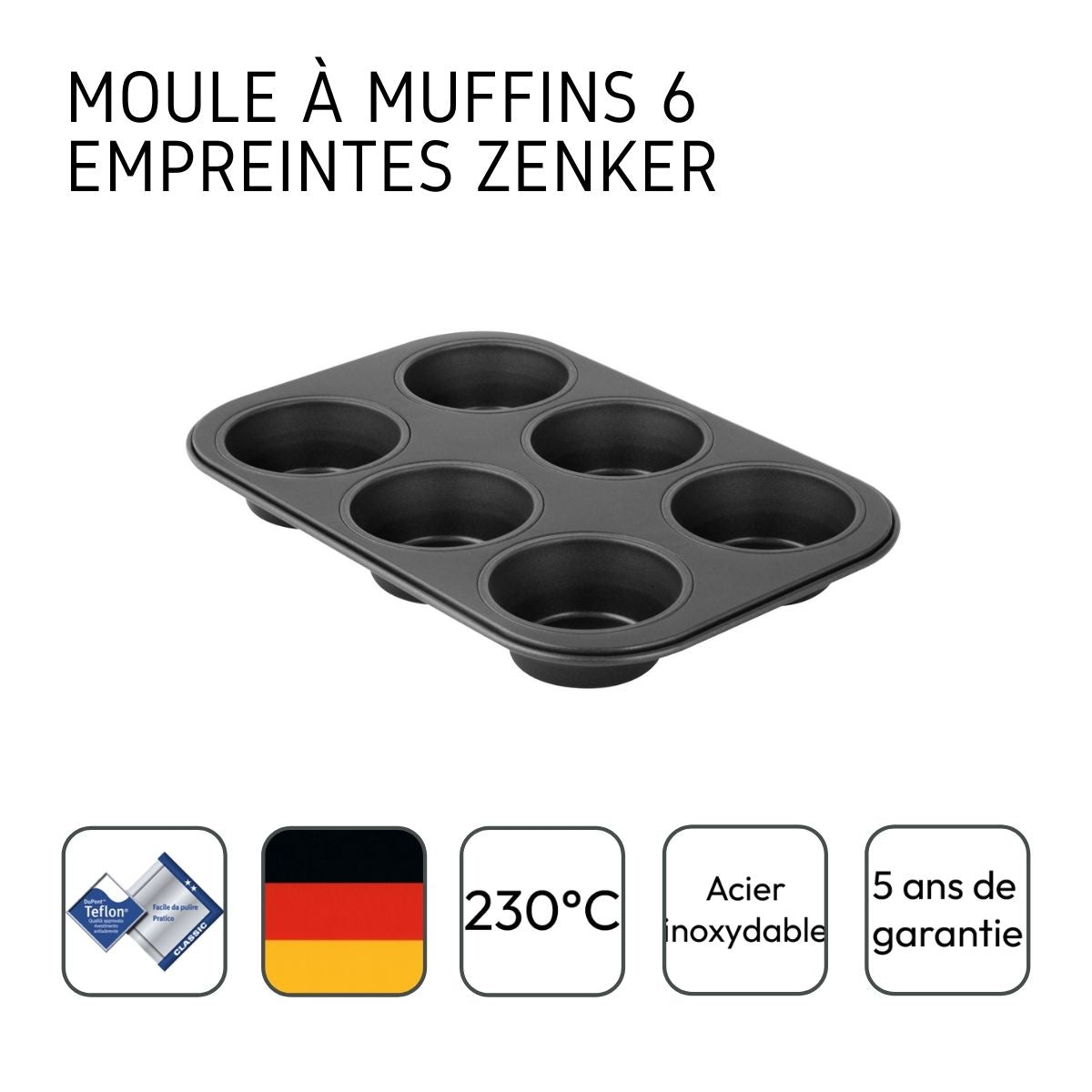 Moule à muffins 6 empreintes Zenker Black Metallic