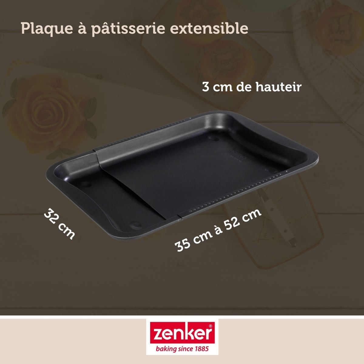 Plaque de four extensible de 35-52 x 32 cm Zenker Black Metallic
