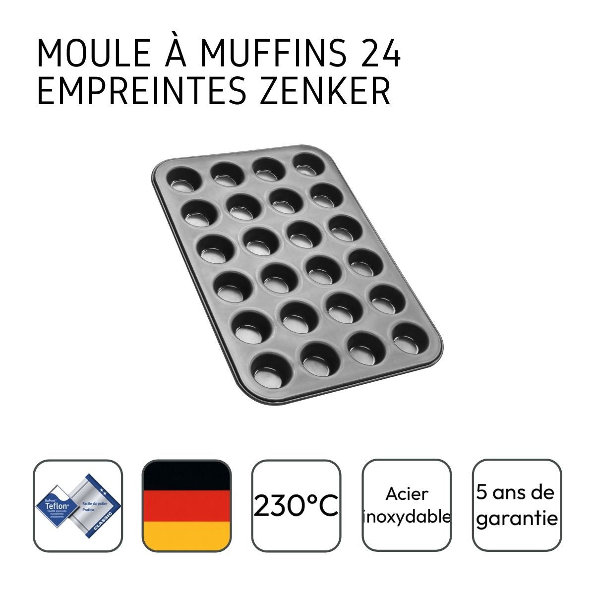 Moule à muffins 24 empreintes Zenker Black Metallic