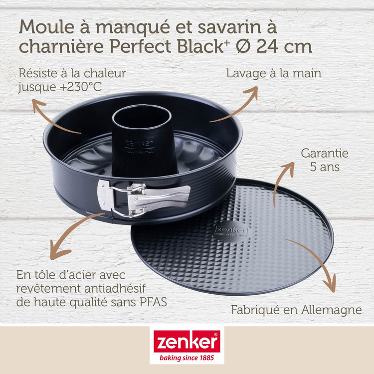 Moule à manqué et à savarin double fond 24 cm Zenker PerfectBack+