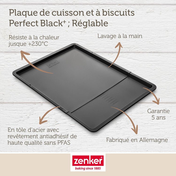 Plaque de cuisson four extensible de 37 à 52 cm Zenker Perfect Black +