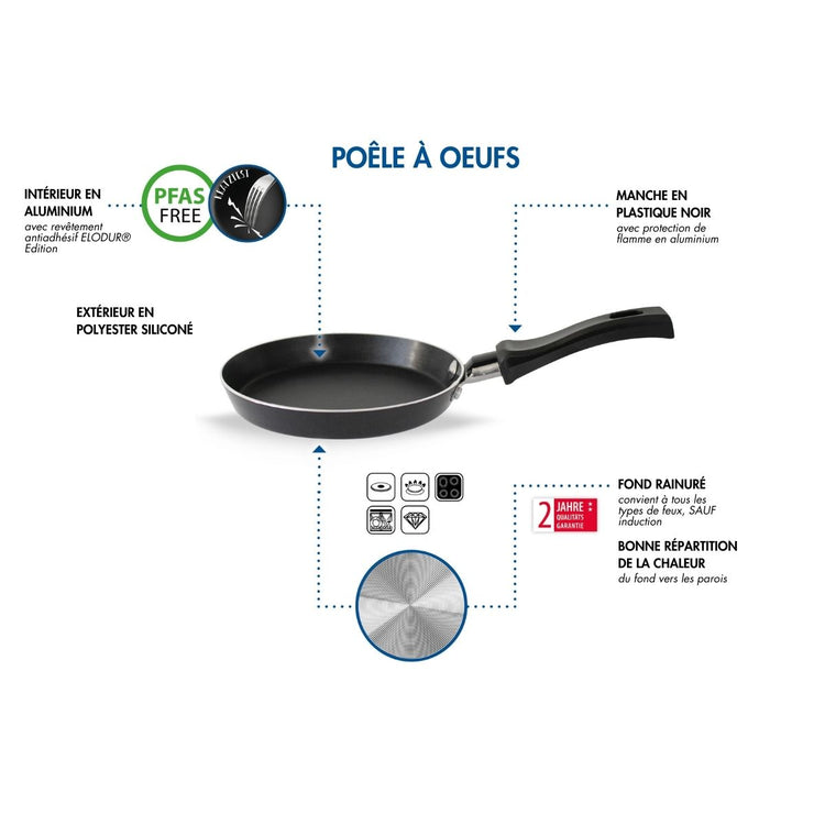 Mini poêle de cuisine 14 cm en aluminium pressé Elo Edition Red