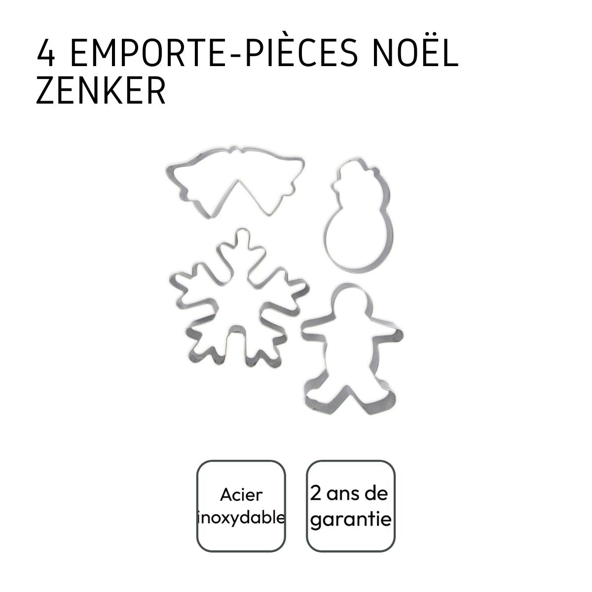 Lot de 4 emporte-pièces de Noël Zenker