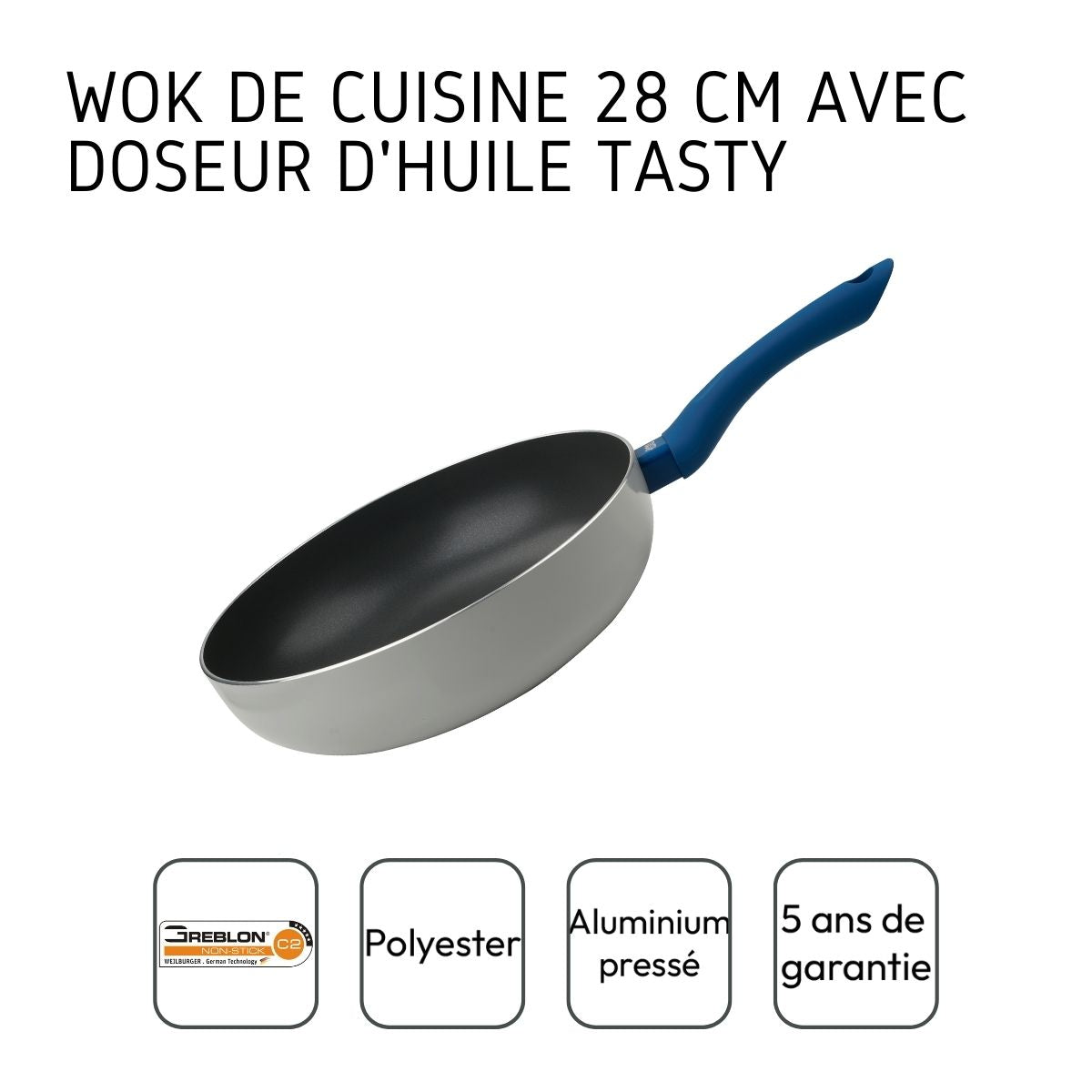 Wok avec doseur d'huile 28 cm Tasty Casserole