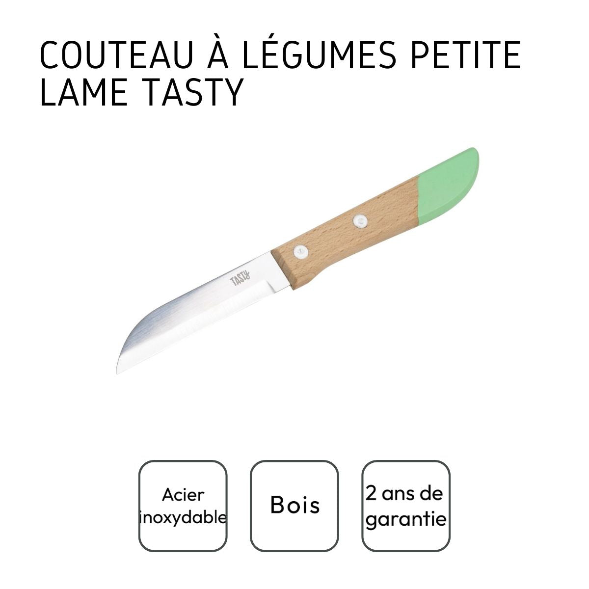 Petit couteau de cuisine manche en bois 17,5 cm