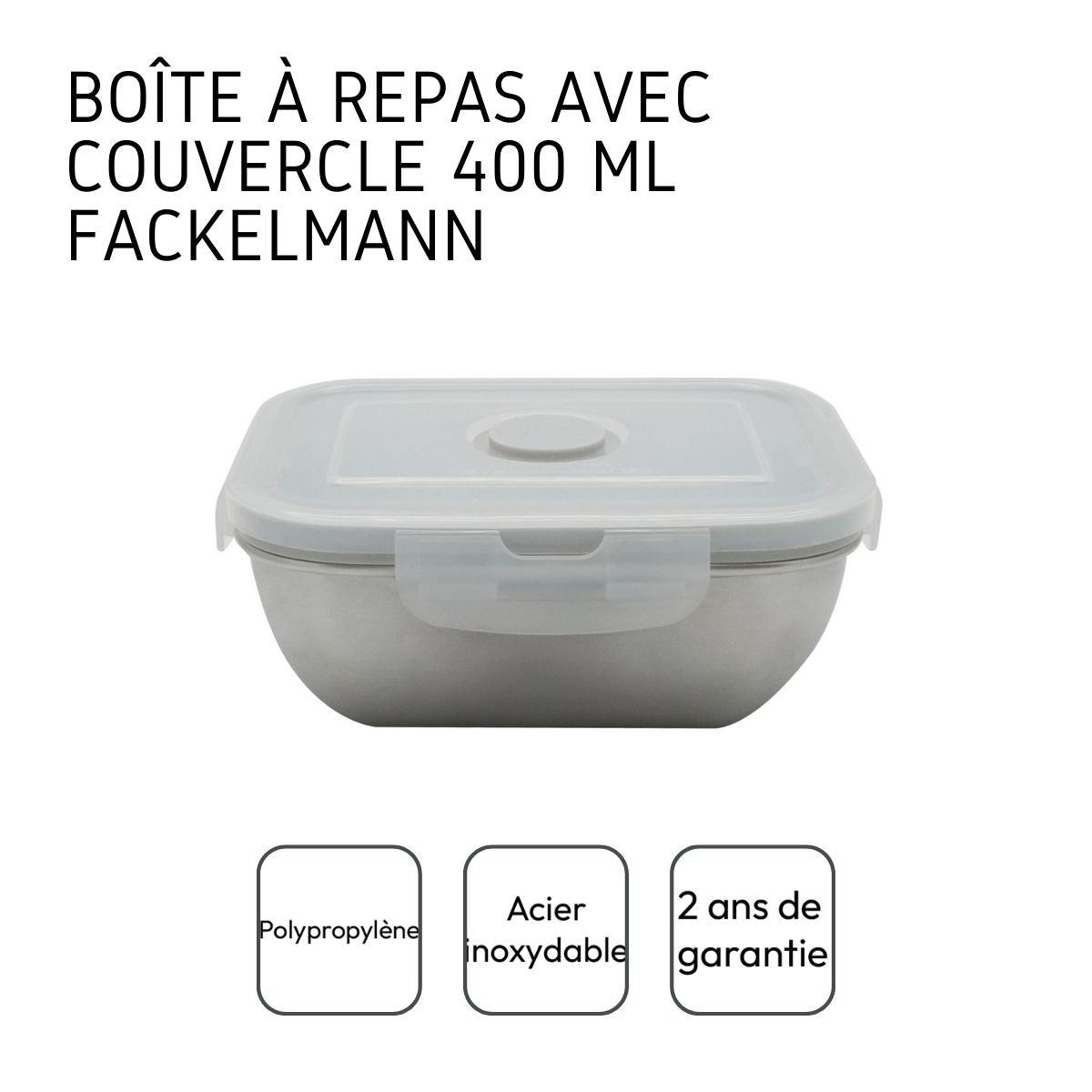 Lunch box inox 400 ml allant au microonde avec couvercle Fackelmann