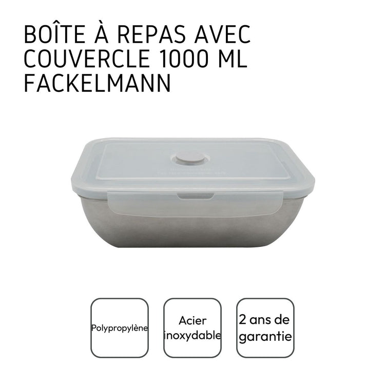 Lunch box inox avec couvercle à clips 1000 ml Fackelmann Move