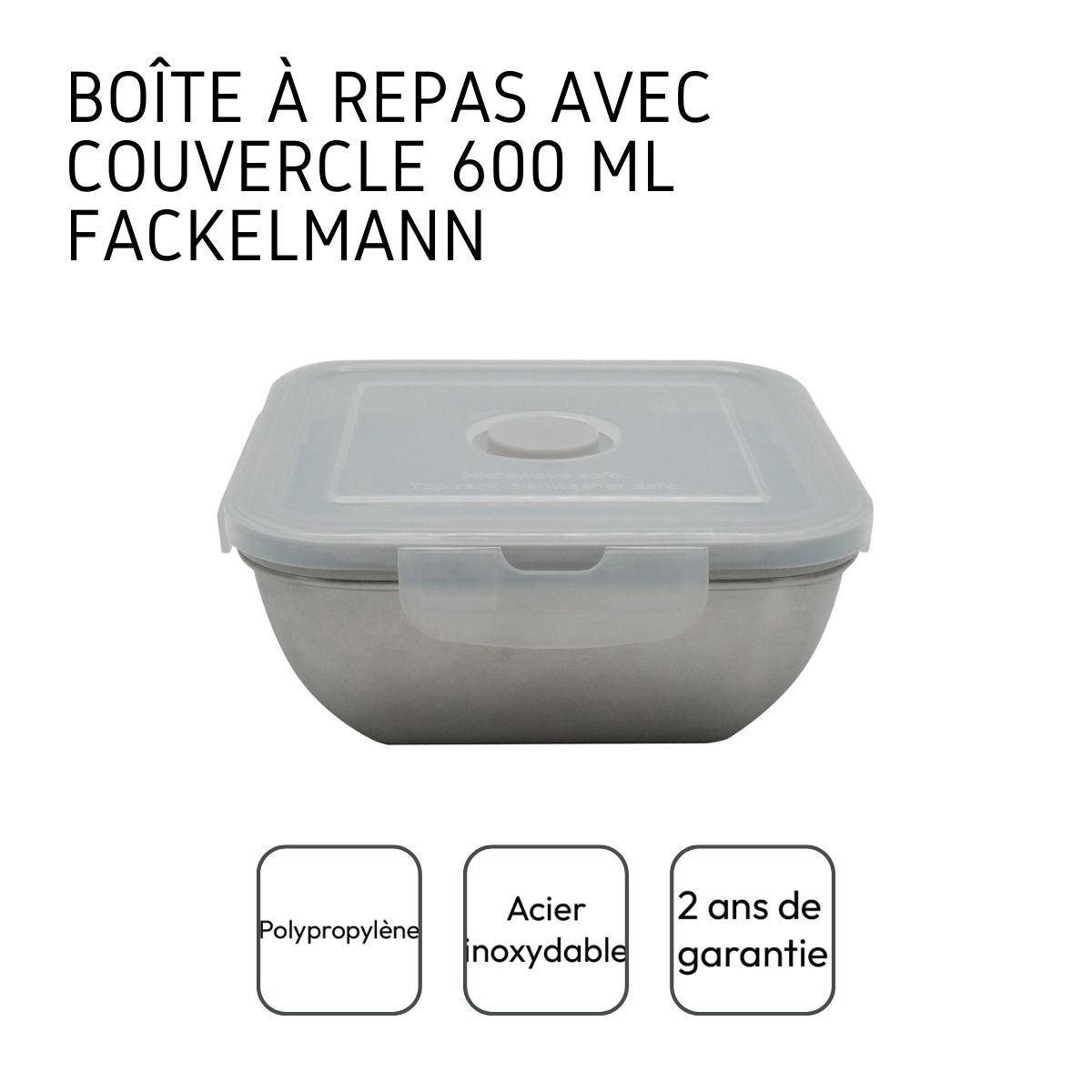 Lunch box en inox avec couvercle à clips 600 ml Fackelmann Move