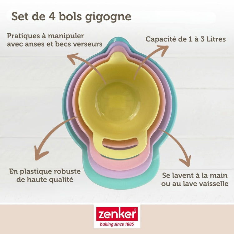 Set de 4 bols à mélanger gigogne Zenker