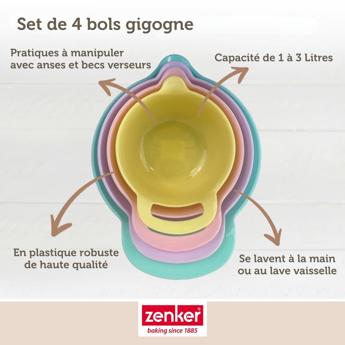 Set de 4 bols à mélanger gigogne Zenker