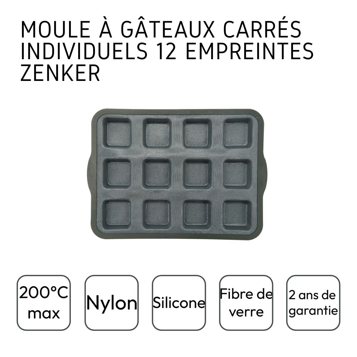 Moule à gâteaux 12 carrés en silicone fibre de verre Zenker